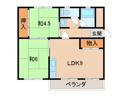グリーンマンションI(2LDK/4階)の間取り写真