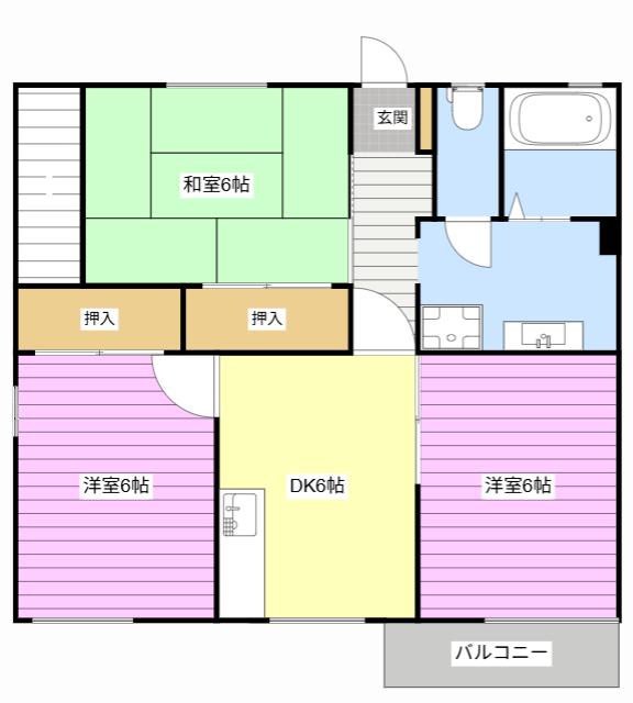 ヴィラ IT B(3DK/2階)の間取り写真