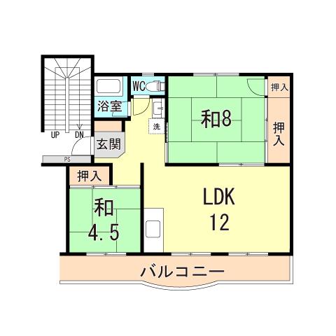 落合農住団地E棟(2LDK/5階)の間取り写真