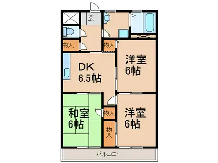 えだのマンション(3DK/2階)の間取り写真