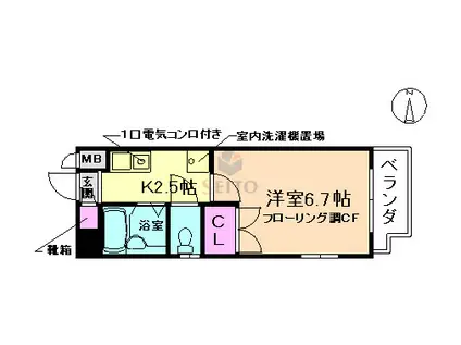 ハイツJUN3号館(1K/1階)の間取り写真