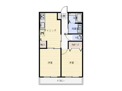 ヴィサージュYODA(2DK/1階)の間取り写真