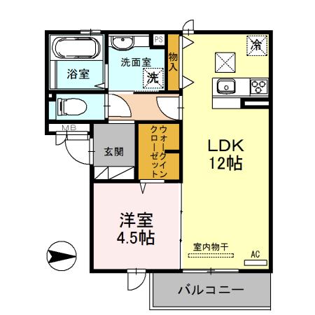 D-ROOM Y(1LDK/2階)の間取り写真