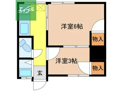 葉山ビル(2K/3階)の間取り写真