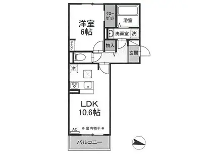 ウェルデンスD-STAY(1LDK/1階)の間取り写真