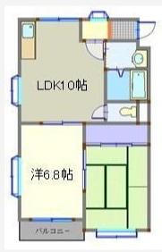 キャッスルES(2LDK/1階)の間取り写真