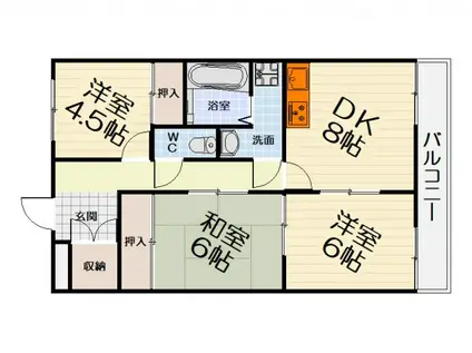 ロイヤルスクエアあむI(3DK/3階)の間取り写真