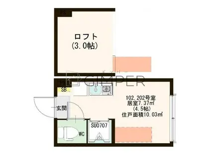 ORACLE SHIN‐OKUBO(ワンルーム/1階)の間取り写真