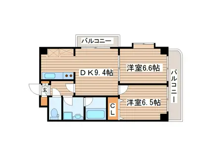 しゃとれ東勝山(2DK/1階)の間取り写真