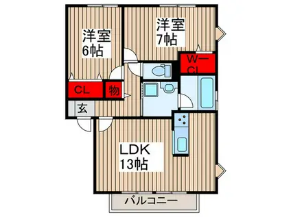 第二パークハイツ(2LDK/1階)の間取り写真