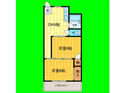 フクポンファミリーマンション(2DK/2階)の間取り写真