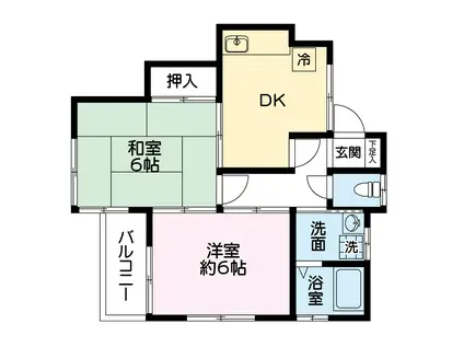 三沢コーポ(2DK/2階)の間取り写真