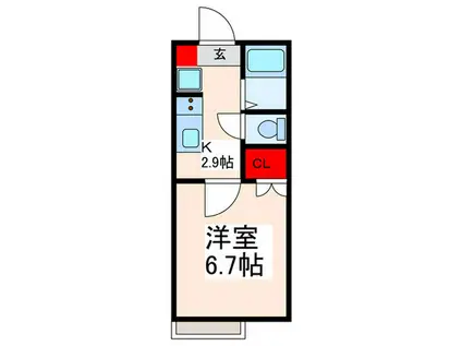 HOKUSAI345(1K/1階)の間取り写真