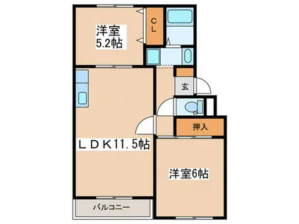 リバーテラス中ノ郷B(2LDK/3階)の間取り写真