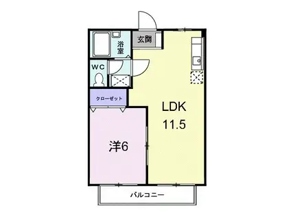 シティハイツ藤原(1LDK/2階)の間取り写真