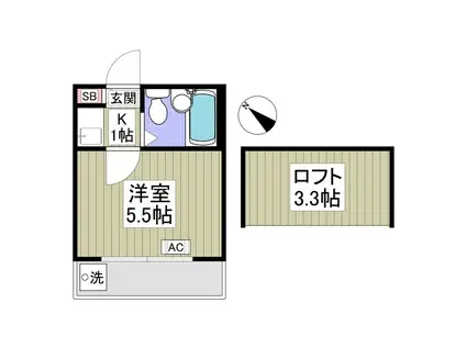 三春台エクセル(1K/2階)の間取り写真
