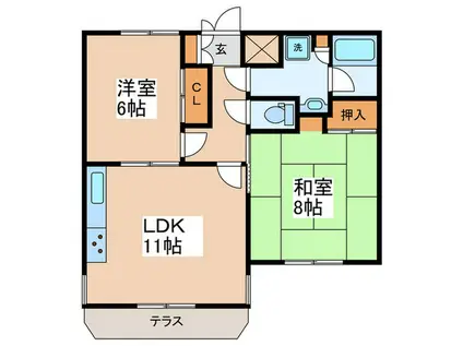 ビバーチェ富士見(2LDK/1階)の間取り写真