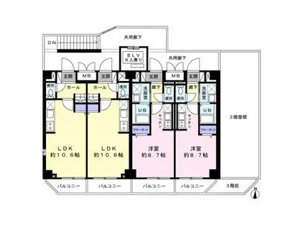 クリスタルハイツ XI(1K/4階)の間取り写真