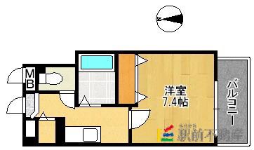 ヨーキハイム大濠(1K/2階)の間取り写真