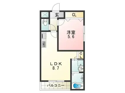 フジパレス長吉川辺I番館(1LDK/2階)の間取り写真