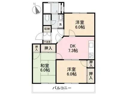 アルト木太II(3DK/3階)の間取り写真