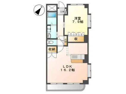 ガーデン斎宮司(1LDK/5階)の間取り写真