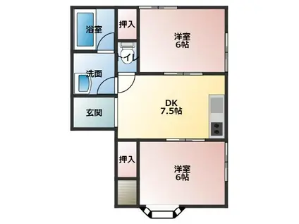 ボン・セジュール(2DK/2階)の間取り写真