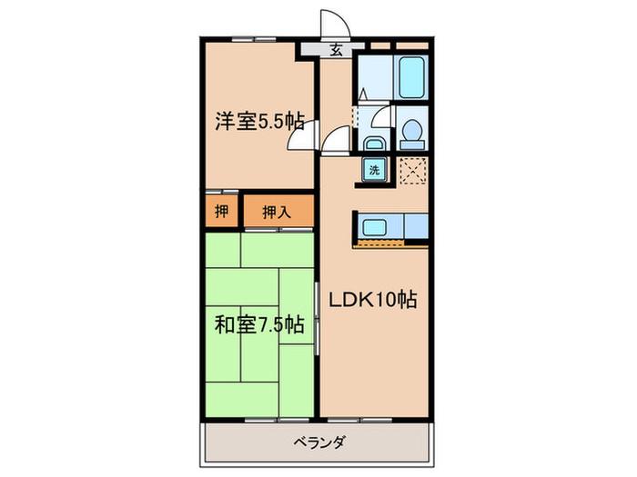 グリーンハイツ丸新(2LDK/2階)の間取り写真
