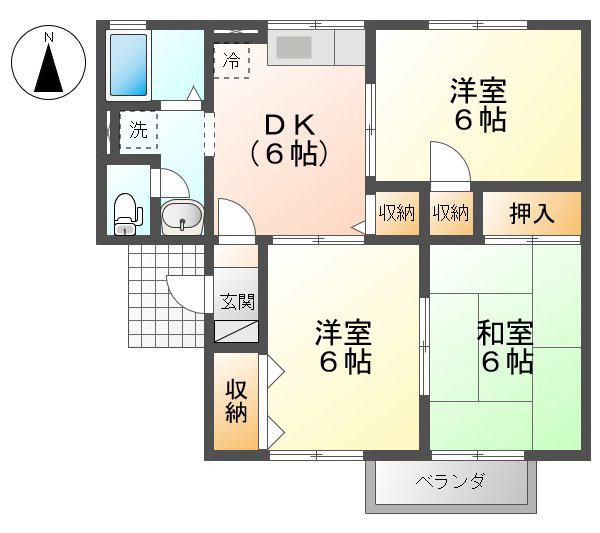 ドミールY(3DK/1階)の間取り写真