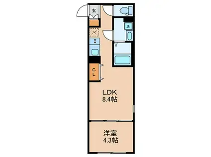 LUORE鵜の木(1LDK/2階)の間取り写真