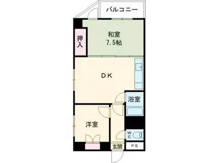 ウィンヒルズ(2DK/1階)の間取り写真