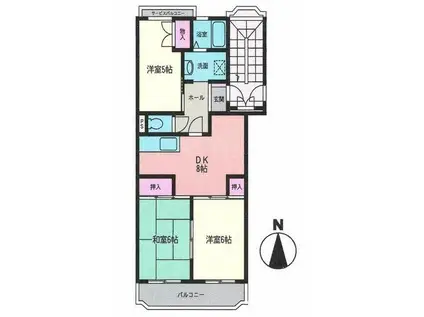 クレール横山(3LDK/2階)の間取り写真