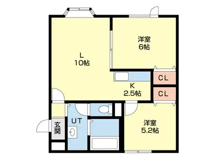 エトワール若山(2LDK/1階)の間取り写真