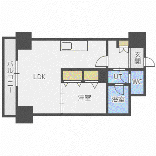 プライムアーバン宮の沢(1LDK/11階)の間取り写真