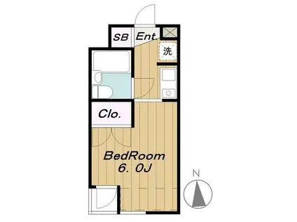 ファインコート等々力(ワンルーム/4階)の間取り写真