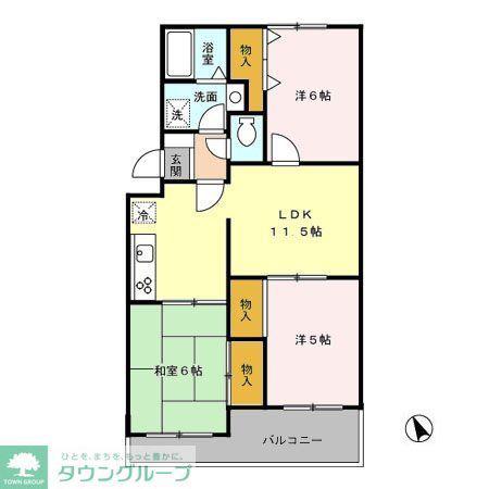 ヴァンベール神山II(3LDK/3階)の間取り写真