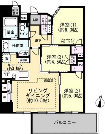 クレアホームズ富山上本町(3LDK/14階)の間取り写真