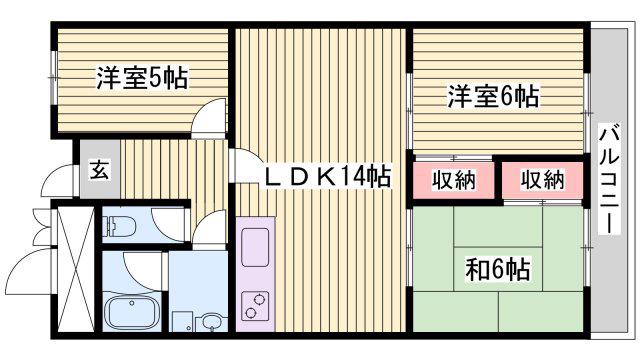 Kプラザ(3LDK/2階)の間取り写真