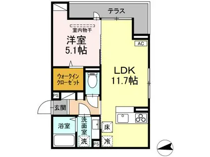 富竹新田PJ(1LDK/1階)の間取り写真