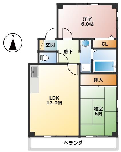 メゾン・シュバルマリン(2LDK/2階)の間取り写真