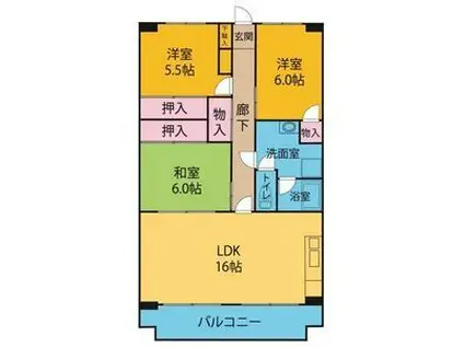 OS・SKYフレックス藤が丘(3LDK/4階)の間取り写真