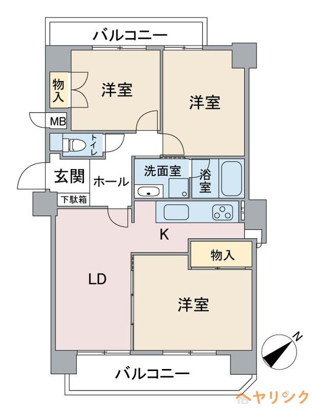 ライオンズマンション高針台(3LDK/3階)の間取り写真