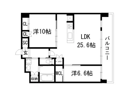 プレジオ宝塚ASIAN(2LDK/5階)の間取り写真