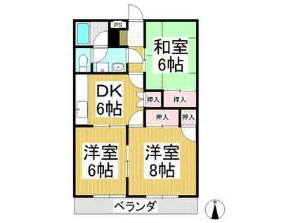 サンハイツ小林(3DK/1階)の間取り写真