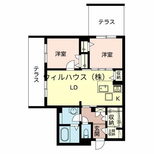 FELISEED三国ヶ丘(2LDK/1階)の間取り写真
