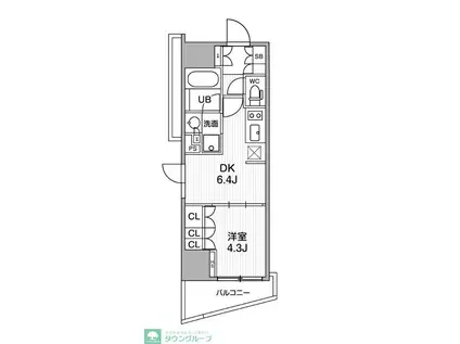 シーズンフラッツ大井町(1DK/11階)の間取り写真
