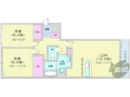 YSビル(2LDK/3階)の間取り写真