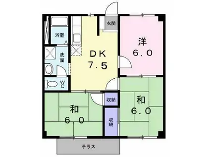 メゾンいなみ野(3DK/1階)の間取り写真