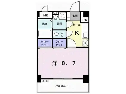 モンシェモアII(1K/4階)の間取り写真