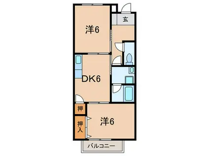 サープラスⅡユニオンハイツA(2DK/2階)の間取り写真